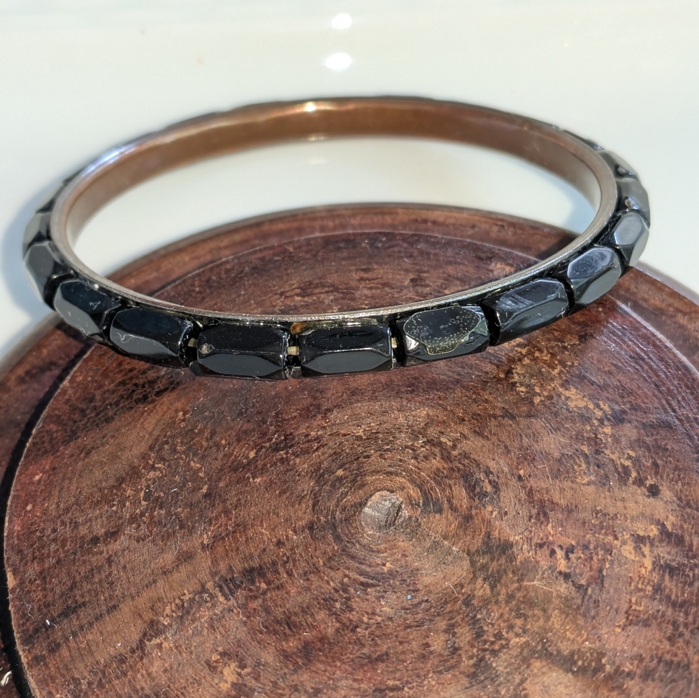 Brass Bracelet with black stones